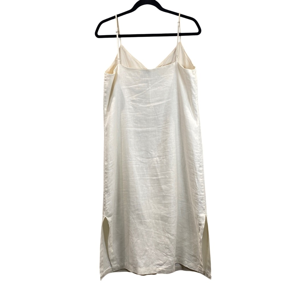 Rails Lizzie Bisque 100% Linen Button Front Midi Slip Dress Cream Womens Medium - Picture 6 of 10